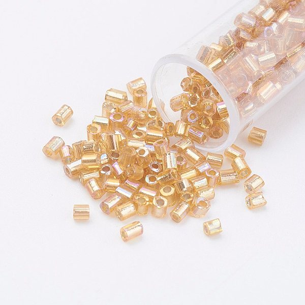 PandaHall 11/0 Two Cut Round Hole Glass Seed Beads, Hexagon, Silver Lined, Rainbow Plated, Goldenrod, 2x2mm, Hole: 0.5mm, about..., Gold
PandaHall 11/0 Two Cut Round Hole Glass Seed Beads, Hexagon, Silver Lined, Rainbow Plated, Goldenrod, 2x2mm, Hole: 0.5mm, about..., Gold