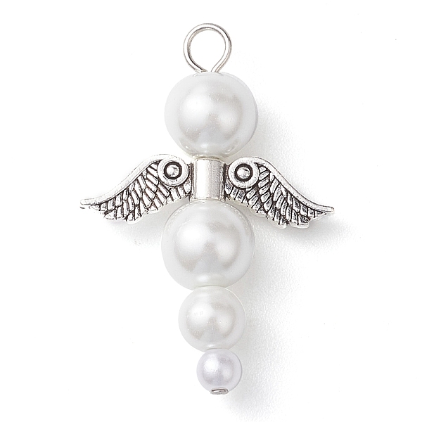 PandaHall Glass Pearl Pendants, with Alloy Charms, Angel, White, Antique Silver & Platinum, 33x22.5x8mm, Hole: 2.8mm Alloy+Glass Angel &...
PandaHall Glass Pearl Pendants, with Alloy Charms, Angel, White, Antique Silver & Platinum, 33x22.5x8mm, Hole: 2.8mm Alloy+Glass Angel &...