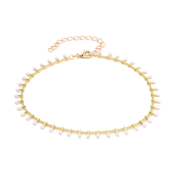 PandaHall Brass Enamel Anklets, with Curb Chains and Lobster Claw Clasps, White, Golden, 9-1/2 inch(24cm) Brass White
PandaHall Brass Enamel Anklets, with Curb Chains and Lobster Claw Clasps, White, Golden, 9-1/2 inch(24cm) Brass White