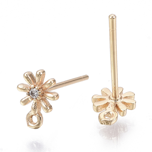 PandaHall Brass Micro Cubic Zirconia Stud Earring Findings, with Loop, Real 18K Gold Plated, Nickel Free, Flower, Clear, 8x6mm, Hole: 0.7mm...
PandaHall Brass Micro Cubic Zirconia Stud Earring Findings, with Loop, Real 18K Gold Plated, Nickel Free, Flower, Clear, 8x6mm, Hole: 0.7mm...