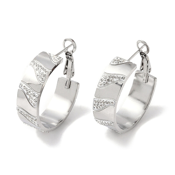 PandaHall 304 Stainless Steel Rhinestone Half Hoop Earrings for Women, Stainless Steel Color, 26x8mm 304 Stainless Steel
PandaHall 304 Stainless Steel Rhinestone Half Hoop Earrings for Women, Stainless Steel Color, 26x8mm 304 Stainless Steel