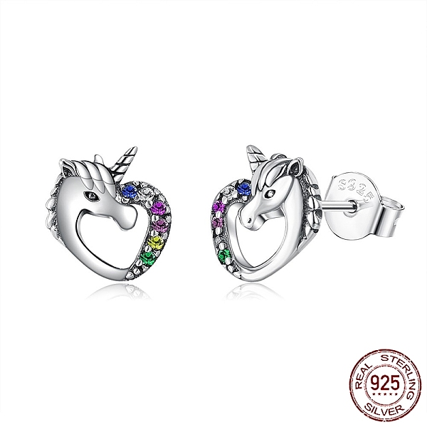 PandaHall Rhodium Plated 925 Sterling Silver Stud Earrings, with Cubic Zirconia and Ear Nuts, Unicorn, Colorful, Platinum, 13x9x10mm...
PandaHall Rhodium Plated 925 Sterling Silver Stud Earrings, with Cubic Zirconia and Ear Nuts, Unicorn, Colorful, Platinum, 13x9x10mm...