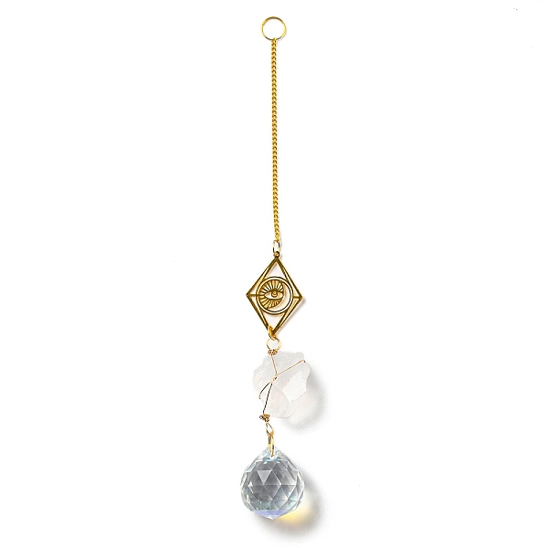 PandaHall Wire Wrapped Nuggets Natural Quartz Crystal Pendant Decorations, Brass Rhombus and Glass Round Tassels Hanging Ornaments, 245mm...
PandaHall Wire Wrapped Nuggets Natural Quartz Crystal Pendant Decorations, Brass Rhombus and Glass Round Tassels Hanging Ornaments, 245mm...