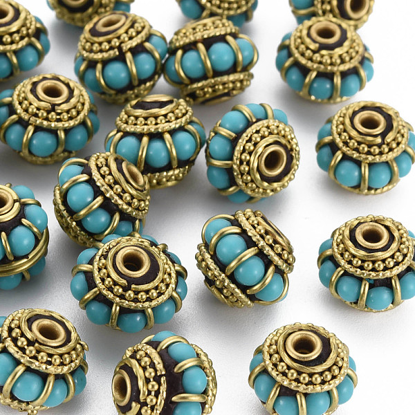 PandaHall Handmade Indonesia Beads, with Brass Findings, Nickel Free, Rondelle with Circle, Raw(Unplated), Medium Turquoise, 13x10mm, Hole...
PandaHall Handmade Indonesia Beads, with Brass Findings, Nickel Free, Rondelle with Circle, Raw(Unplated), Medium Turquoise, 13x10mm, Hole...