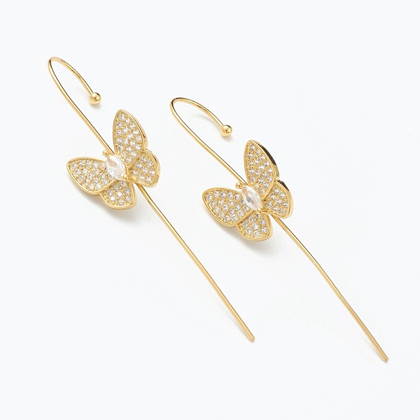 PandaHall Brass Micro Pave Clear Cubic Zirconia Ear Wrap Crawler Hook Earrings, Butterfly, Real 18K Gold Plated, 56x13.5mm, Pin: 1mm Brass...
PandaHall Brass Micro Pave Clear Cubic Zirconia Ear Wrap Crawler Hook Earrings, Butterfly, Real 18K Gold Plated, 56x13.5mm, Pin: 1mm Brass...