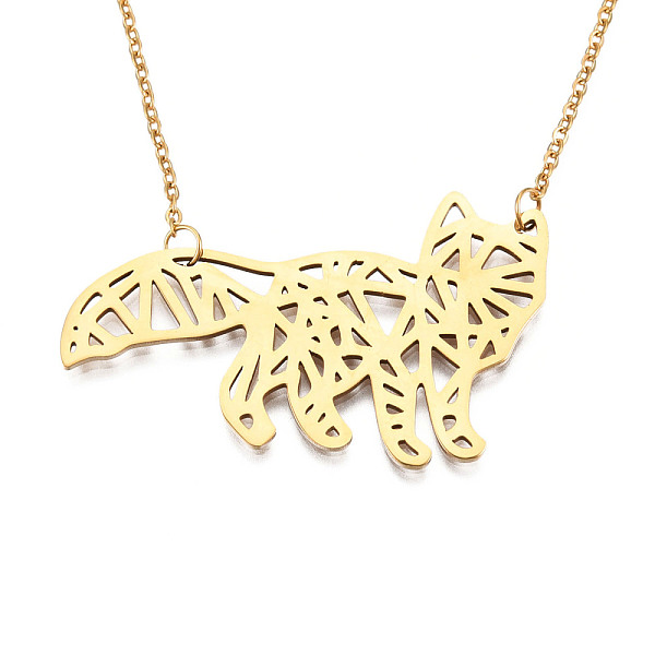 PandaHall 201 Stainless Steel Pendant Necklaces, with Cable Chains, Fox, Golden, 17.7 inch(45cm), 2mm, Fox: 25.5x44x1mm 201 Stainless Steel
PandaHall 201 Stainless Steel Pendant Necklaces, with Cable Chains, Fox, Golden, 17.7 inch(45cm), 2mm, Fox: 25.5x44x1mm 201 Stainless Steel