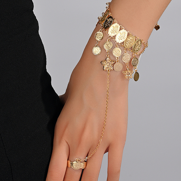 PandaHall Vintage Real 18K Gold Plated Multi-layer Coin Fringe Hand Back Ring Bracelets for Women Brass
PandaHall Vintage Real 18K Gold Plated Multi-layer Coin Fringe Hand Back Ring Bracelets for Women Brass