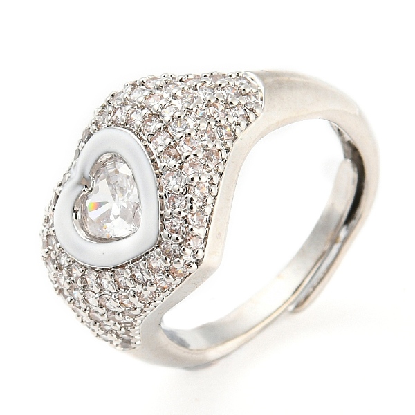 PandaHall Enamel Heart Adjustable Ring with Clear Cubic Zirconia, Platinum Brass Ring, Lead Free & Cadmium Free, White, Inner Diameter...
PandaHall Enamel Heart Adjustable Ring with Clear Cubic Zirconia, Platinum Brass Ring, Lead Free & Cadmium Free, White, Inner Diameter...