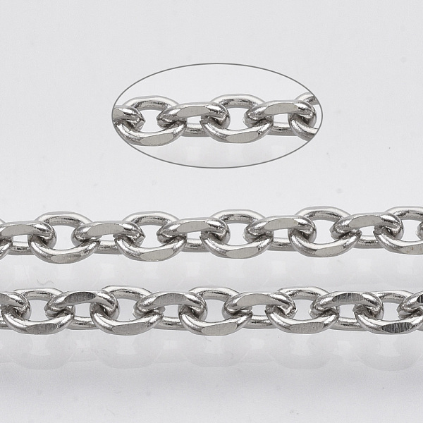 PandaHall 304 Stainless Steel Cable Chains, Diamond Cut Chains, Unwelded, Faceted, with Spool, Oval, Stainless Steel Color, Link: 5x4x1mm...
PandaHall 304 Stainless Steel Cable Chains, Diamond Cut Chains, Unwelded, Faceted, with Spool, Oval, Stainless Steel Color, Link: 5x4x1mm...