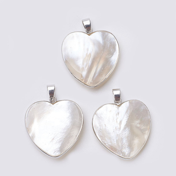 PandaHall Shell Pendants, with Brass Finding, Heart, Platinum, 33~33.5x31x6~9mm, Hole: 4x7mm Shell Heart
PandaHall Shell Pendants, with Brass Finding, Heart, Platinum, 33~33.5x31x6~9mm, Hole: 4x7mm Shell Heart