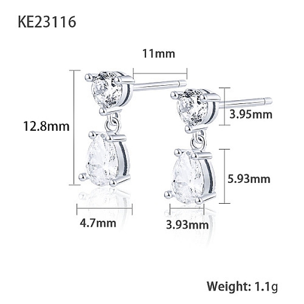 PandaHall Cubic Zirconia Teardrop Dangle Stud Earrings, Platinum Rhodium Plated 925 Sterling Silver Earrings, Clear, 12.8x3.93~4.7mm Cubic...
PandaHall Cubic Zirconia Teardrop Dangle Stud Earrings, Platinum Rhodium Plated 925 Sterling Silver Earrings, Clear, 12.8x3.93~4.7mm Cubic...