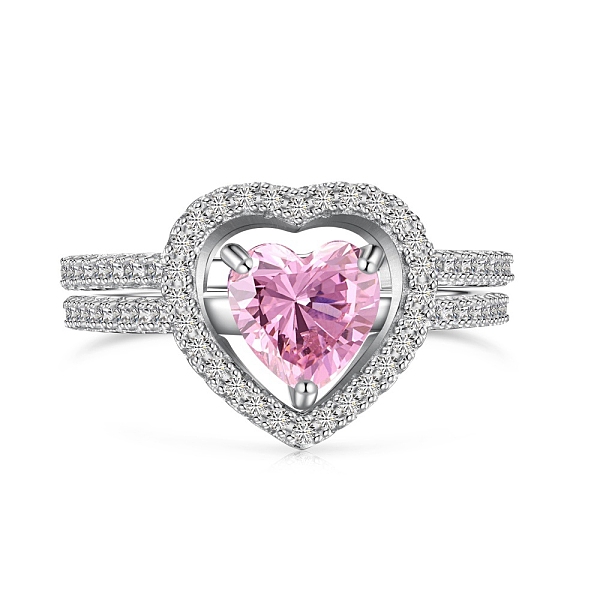 PandaHall Rhodium Plated 925 Sterling Silver Double Rings Set, Heart Cubic Zirconia Ring for Women, Hot Pink, 11.5mm, Inner Diameter: 17.2mm...
PandaHall Rhodium Plated 925 Sterling Silver Double Rings Set, Heart Cubic Zirconia Ring for Women, Hot Pink, 11.5mm, Inner Diameter: 17.2mm...