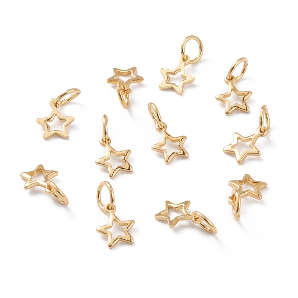 PandaHall Brass Charms, with Jump Rings, Long-Lasting Plated, Star, Hollow, Real 18K Gold Plated, 8x6x0.8mm, Jump Ring: 5x1mm, Inner...
PandaHall Brass Charms, with Jump Rings, Long-Lasting Plated, Star, Hollow, Real 18K Gold Plated, 8x6x0.8mm, Jump Ring: 5x1mm, Inner...