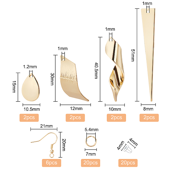PandaHall BENECREAT 54Pcs DIY Dangle Earring Making Kits with Brass Earring Hooks, 4 Style 18K Gold Plated Triangle Teardrop Pendants, Jump...
PandaHall BENECREAT 54Pcs DIY Dangle Earring Making Kits with Brass Earring Hooks, 4 Style 18K Gold Plated Triangle Teardrop Pendants, Jump...