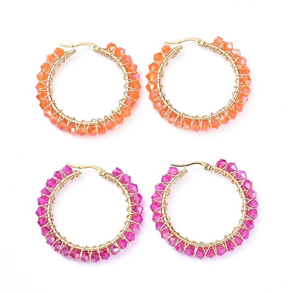 PandaHall 304 Stainless Steel Hoop Earrings, Beaded Hoop Earrings, with Glass Beads, Ring, Golden, Mixed Color, 40x42.5x4.2mm, Pin: 1x0.6mm..., Multicolor
PandaHall 304 Stainless Steel Hoop Earrings, Beaded Hoop Earrings, with Glass Beads, Ring, Golden, Mixed Color, 40x42.5x4.2mm, Pin: 1x0.6mm..., Multicolor