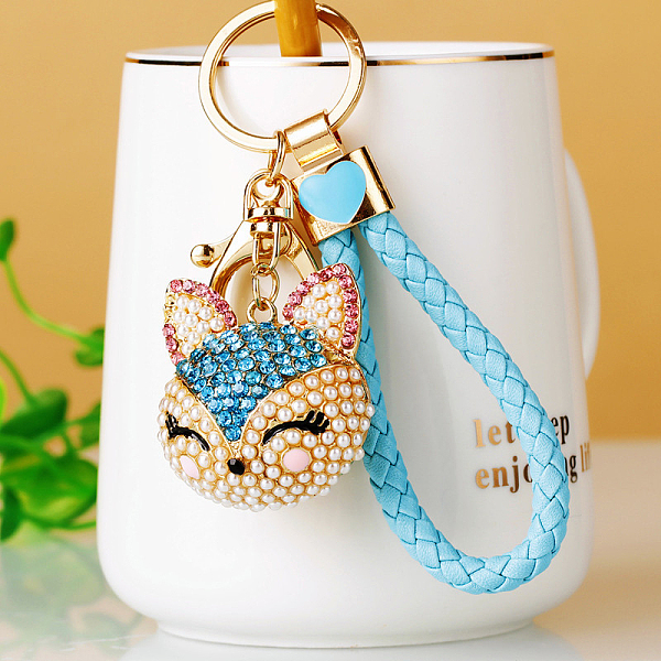 PandaHall Full Rhinestone Pearl Fox Head Pendant Keychain, with Zinc Alloy Findings and Polyester Cord, for Women's Bag Pendant Decorations...
PandaHall Full Rhinestone Pearl Fox Head Pendant Keychain, with Zinc Alloy Findings and Polyester Cord, for Women's Bag Pendant Decorations...