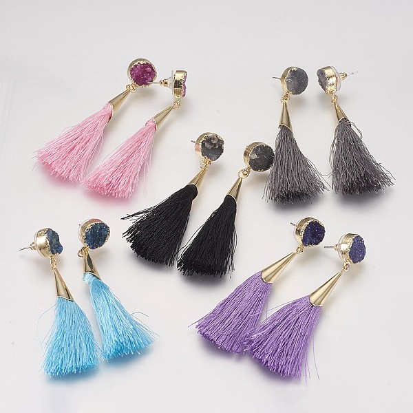 PandaHall Tassel Dangle Stud Earrings, with Brass Findings and Dyed Natural Druzy Crystal, Mixed Color, 72~76mm, Pin: 0.8mm, Pendant..., Multicolor
PandaHall Tassel Dangle Stud Earrings, with Brass Findings and Dyed Natural Druzy Crystal, Mixed Color, 72~76mm, Pin: 0.8mm, Pendant..., Multicolor