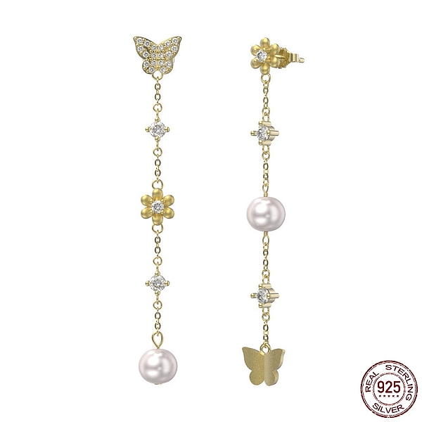 PandaHall 925 Sterling Silver Flower & Butterfly Asymmetrical Earrings with Cubic Zirconia, Natural Pearl Beaded Taseel Stud Earrings, with...
PandaHall 925 Sterling Silver Flower & Butterfly Asymmetrical Earrings with Cubic Zirconia, Natural Pearl Beaded Taseel Stud Earrings, with...