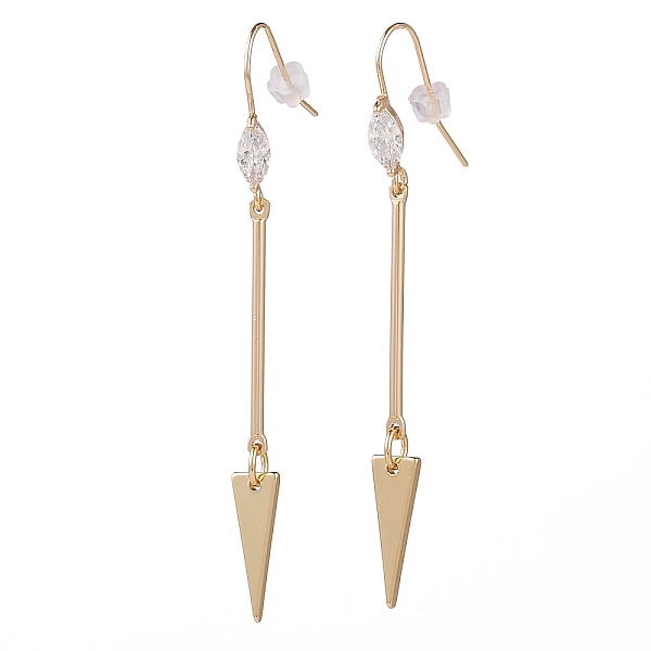 PandaHall Brass Dangle Earrings, with Cubic Zirconia, Iron Bar Links and Plastic Earring Backs, Triangle, Golden, 70mm, Pin: 0.8mm Brass..., Clear
PandaHall Brass Dangle Earrings, with Cubic Zirconia, Iron Bar Links and Plastic Earring Backs, Triangle, Golden, 70mm, Pin: 0.8mm Brass..., Clear