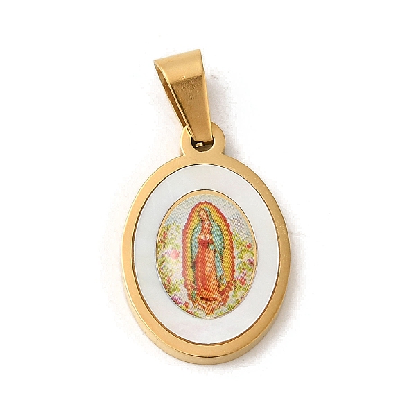 PandaHall Ion Plating(IP) 304 Stainless Steel Pendants, with Pave Shell, Oval with Saint Charm, Golden, Orange, 21x14x3mm, Hole: 6x3mm Shell...
PandaHall Ion Plating(IP) 304 Stainless Steel Pendants, with Pave Shell, Oval with Saint Charm, Golden, Orange, 21x14x3mm, Hole: 6x3mm Shell...