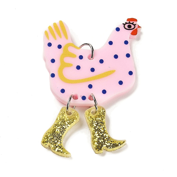 PandaHall Opaque Printed Acrylic Big Pendants, with Platinum Iron Jump Ring, Hen with Glitter Boots Charms, Pink, 51.5x34.5x2mm, Hole: 5mm...
PandaHall Opaque Printed Acrylic Big Pendants, with Platinum Iron Jump Ring, Hen with Glitter Boots Charms, Pink, 51.5x34.5x2mm, Hole: 5mm...