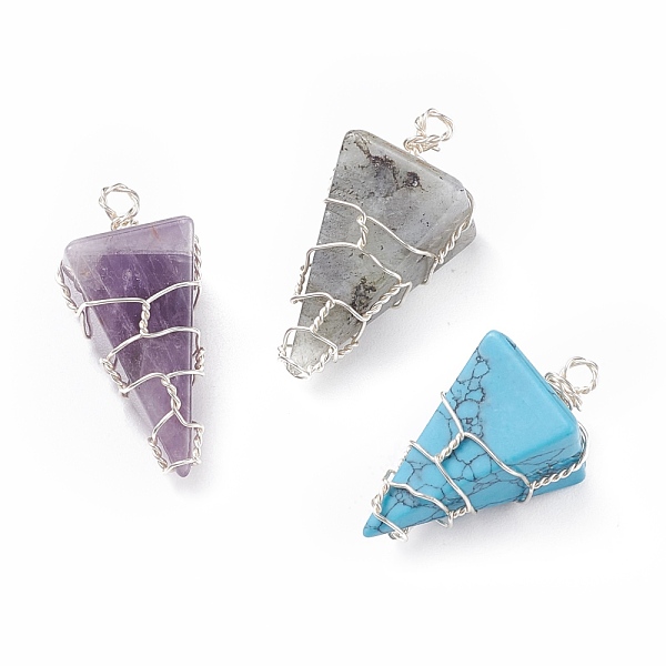 PandaHall Natural & Synthetic Gemstone Pendants, with Silver Plated Copper Wire Wrapped, Pyramid, 30~33x16x14~14.5mm, Hole: 3mm Mixed Stone...
PandaHall Natural & Synthetic Gemstone Pendants, with Silver Plated Copper Wire Wrapped, Pyramid, 30~33x16x14~14.5mm, Hole: 3mm Mixed Stone...
