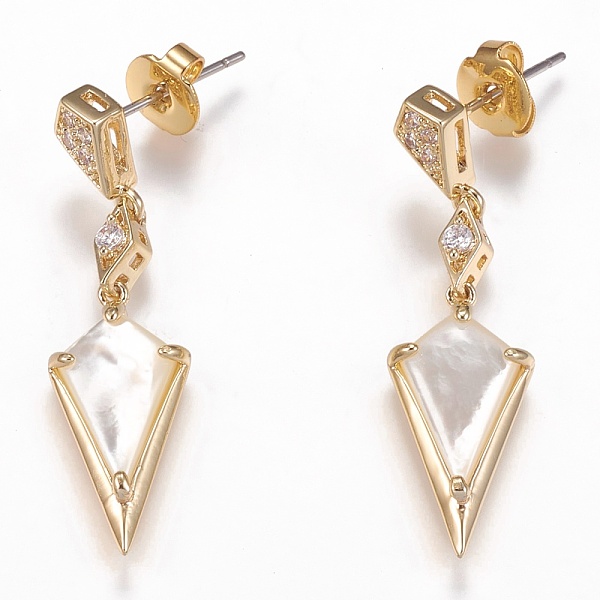 PandaHall Brass Micro Pave Clear Cubic Zirconia Dangle Stud Earrings, with Natural White Shell Mother of Pearl Shell and Ear Nuts, Rhombus...
PandaHall Brass Micro Pave Clear Cubic Zirconia Dangle Stud Earrings, with Natural White Shell Mother of Pearl Shell and Ear Nuts, Rhombus...
