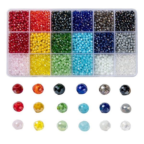 PandaHall 18 Colors Electroplate Glass Beads, Opaque Solid Color, AB Color Plated, Faceted, Rondelle, Mixed Color, 4x3mm, Hole: 0.4mm, 18..., Multicolor
PandaHall 18 Colors Electroplate Glass Beads, Opaque Solid Color, AB Color Plated, Faceted, Rondelle, Mixed Color, 4x3mm, Hole: 0.4mm, 18..., Multicolor