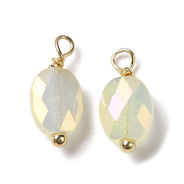 PandaHall Electroplate Glass Charms, with Real 18K Gold Plated Brass Loop, Faceted Oval Charm, White, 13.5x6x4mm, Hole: 1.6mm Brass+Glass...
PandaHall Electroplate Glass Charms, with Real 18K Gold Plated Brass Loop, Faceted Oval Charm, White, 13.5x6x4mm, Hole: 1.6mm Brass+Glass...