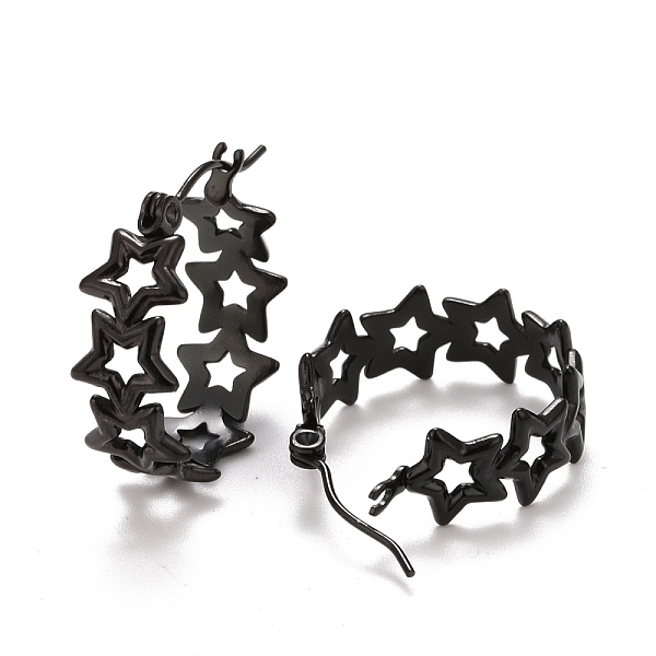 PandaHall Hollow Star 304 Stainless Steel Hoop Earrings for Women, Electrophoresis Black, 22x20x8mm, Pin: 0.6mm 304 Stainless Steel Star
PandaHall Hollow Star 304 Stainless Steel Hoop Earrings for Women, Electrophoresis Black, 22x20x8mm, Pin: 0.6mm 304 Stainless Steel Star
