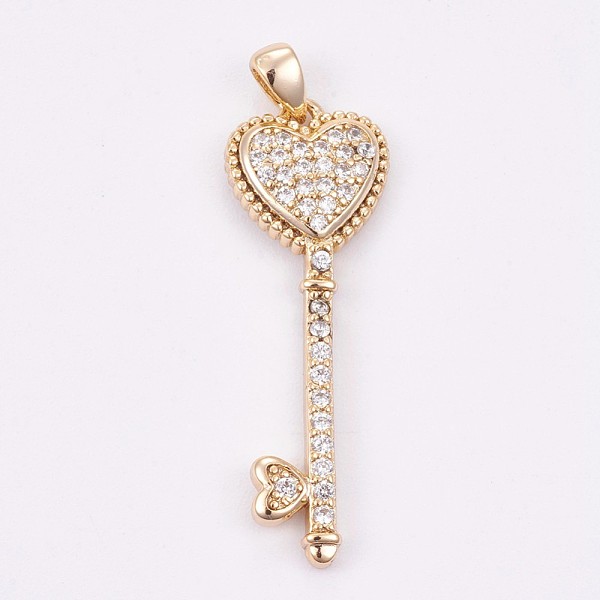 PandaHall Brass Micro Pave Cubic Zirconia Pendants, Long-Lasting Plated, Key, Golden, 29x10x3mm, Hole: 2x3mm Brass+Cubic Zirconia Key Clear
PandaHall Brass Micro Pave Cubic Zirconia Pendants, Long-Lasting Plated, Key, Golden, 29x10x3mm, Hole: 2x3mm Brass+Cubic Zirconia Key Clear