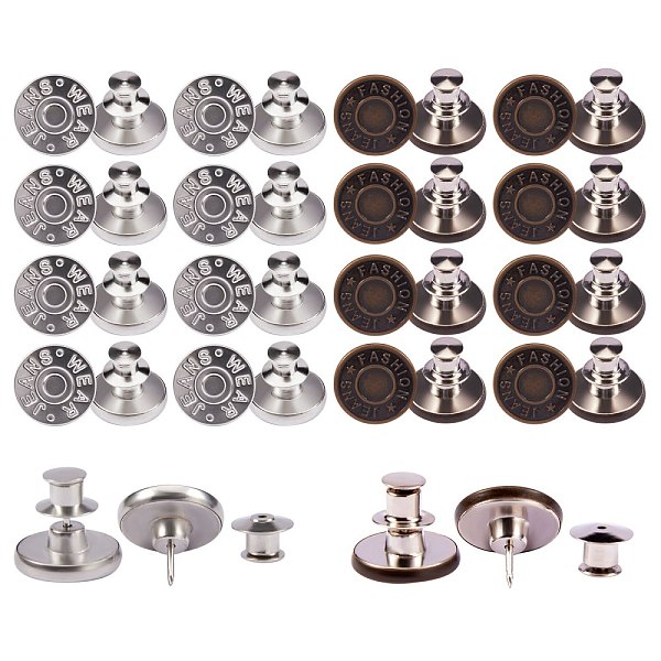 PandaHall 16 Sets 2 Styles Iron Button Pins for Jeans, Garment Accessories, Flat Round, Mixed Color, 17x15mm, 8 sets/style Iron Flat Round
PandaHall 16 Sets 2 Styles Iron Button Pins for Jeans, Garment Accessories, Flat Round, Mixed Color, 17x15mm, 8 sets/style Iron Flat Round
