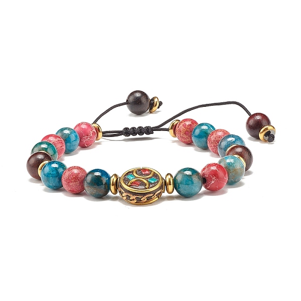 PandaHall Round Natural Apatite & Imperial Jasper Braid Bead Bracelet, Colorful Flat Round Wood Beads Bracelet for Girl Women, Inner...
PandaHall Round Natural Apatite & Imperial Jasper Braid Bead Bracelet, Colorful Flat Round Wood Beads Bracelet for Girl Women, Inner...