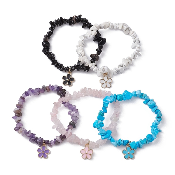 PandaHall Alloy Enamel Flower Charm Bracelet with Synthetic & Nature Mixed Stone Chips Chains, Inner Diameter: 1-3/4~2 inch(4.5~5.1cm) Mixed..., Multicolor
PandaHall Alloy Enamel Flower Charm Bracelet with Synthetic & Nature Mixed Stone Chips Chains, Inner Diameter: 1-3/4~2 inch(4.5~5.1cm) Mixed..., Multicolor