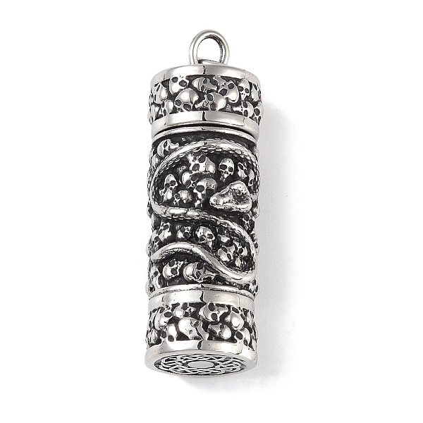 PandaHall Openable 316 Surgical Stainless Steel Urn Ashes Pendants, with Jump Ring, Column Charm, Antique Silver, Snake, 46x15x13.5mm, Hole...
PandaHall Openable 316 Surgical Stainless Steel Urn Ashes Pendants, with Jump Ring, Column Charm, Antique Silver, Snake, 46x15x13.5mm, Hole...