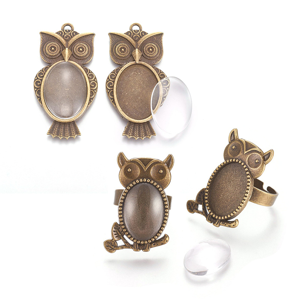 PandaHall Vintage Adjustable Iron Owl Finger Ring Settings and Alloy Cabochon Bezel Settings, Owl Alloy Big Pendant Cabochon Settings and..., Clear
PandaHall Vintage Adjustable Iron Owl Finger Ring Settings and Alloy Cabochon Bezel Settings, Owl Alloy Big Pendant Cabochon Settings and..., Clear