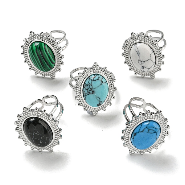 PandaHall 304 Stainless Steel Open Cuff Rings, Synthetic Malachite & Turquoise Oval Finger Rings for Women Men, Stainless Steel Color...
PandaHall 304 Stainless Steel Open Cuff Rings, Synthetic Malachite & Turquoise Oval Finger Rings for Women Men, Stainless Steel Color...
