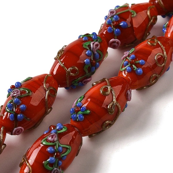 PandaHall Handmade Lampwork Beads, Rice wit Flower, Red, 23x12~13mm, Hole: 1.6mm Lampwork Barrel Red
PandaHall Handmade Lampwork Beads, Rice wit Flower, Red, 23x12~13mm, Hole: 1.6mm Lampwork Barrel Red