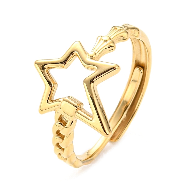 PandaHall 304 Stainless Steel Adjustable Ring for Women, Hollow Star, Real 14K Gold Plated, Inner Diameter: 18mm 304 Stainless Steel Star
PandaHall 304 Stainless Steel Adjustable Ring for Women, Hollow Star, Real 14K Gold Plated, Inner Diameter: 18mm 304 Stainless Steel Star