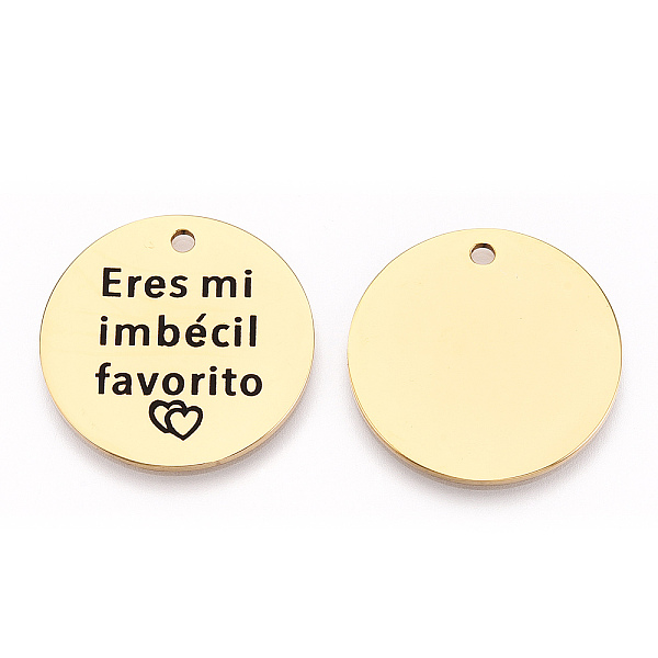 PandaHall 201 Stainless Steel Pendants, Flat Round with Word & Heart, Golden, 30x1.5mm, Hole: 2mm 201 Stainless Steel Flat Round
PandaHall 201 Stainless Steel Pendants, Flat Round with Word & Heart, Golden, 30x1.5mm, Hole: 2mm 201 Stainless Steel Flat Round