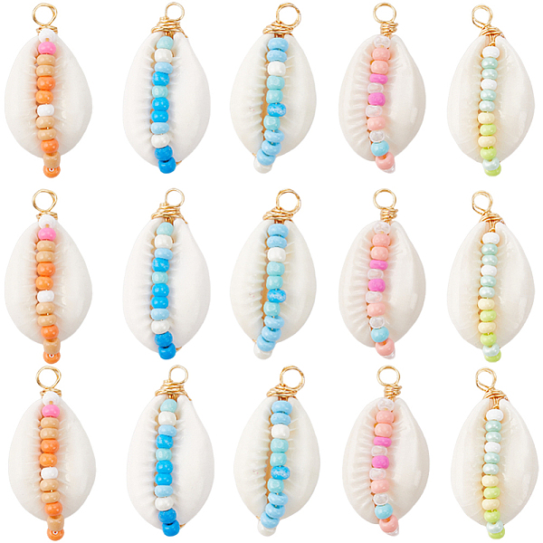 PandaHall SUNNYCLUE 30Pcs Natural Cowrie Shell Pendants, with Glass Seed Beads, Shell Shape Charms with Golden Tone Copper Wire Loops, Mixed..., Multicolor
PandaHall SUNNYCLUE 30Pcs Natural Cowrie Shell Pendants, with Glass Seed Beads, Shell Shape Charms with Golden Tone Copper Wire Loops, Mixed..., Multicolor