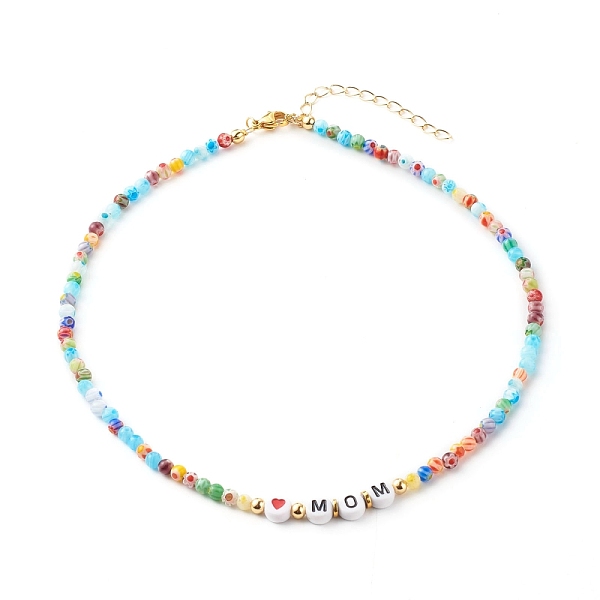 PandaHall Beaded Necklaces, with Acrylic Beads, Brass Beads, Glass Beads, 304 Stainless Steel Findings & Brass Chain, Word Mom, Colorful...
PandaHall Beaded Necklaces, with Acrylic Beads, Brass Beads, Glass Beads, 304 Stainless Steel Findings & Brass Chain, Word Mom, Colorful...