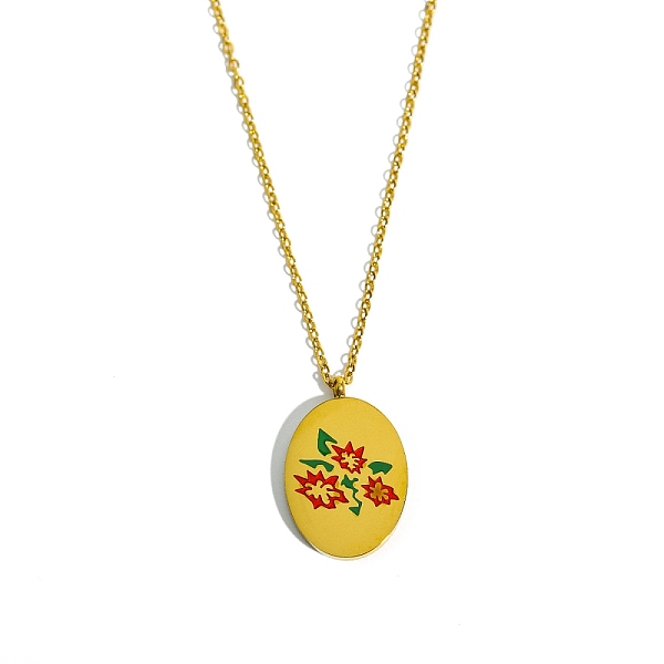 PandaHall Birth Month Flower Style Titanium Steel Oval Pendant Necklace, Golden, December Poinsettia, 15.75 inch(40cm) Titanium Steel...
PandaHall Birth Month Flower Style Titanium Steel Oval Pendant Necklace, Golden, December Poinsettia, 15.75 inch(40cm) Titanium Steel...