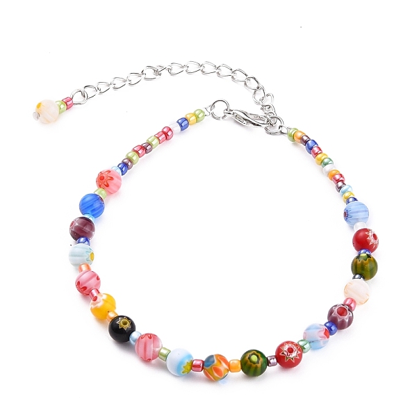 PandaHall Handmade Millefiori Glass Beads Anklets, with Glass Seed Beads and Zinc Alloy Lobster Claw Clasps, Colorful, 9-1/4 inch(23.5cm)...
PandaHall Handmade Millefiori Glass Beads Anklets, with Glass Seed Beads and Zinc Alloy Lobster Claw Clasps, Colorful, 9-1/4 inch(23.5cm)...