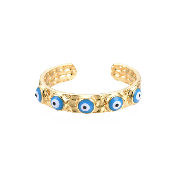 PandaHall Real 18K Gold Plated Brass Open Cuff Ring with Enamel Evil Eye for Women, Nickel Free, Deep Sky Blue, US Size 8(18.1mm) Brass Evil...
PandaHall Real 18K Gold Plated Brass Open Cuff Ring with Enamel Evil Eye for Women, Nickel Free, Deep Sky Blue, US Size 8(18.1mm) Brass Evil...