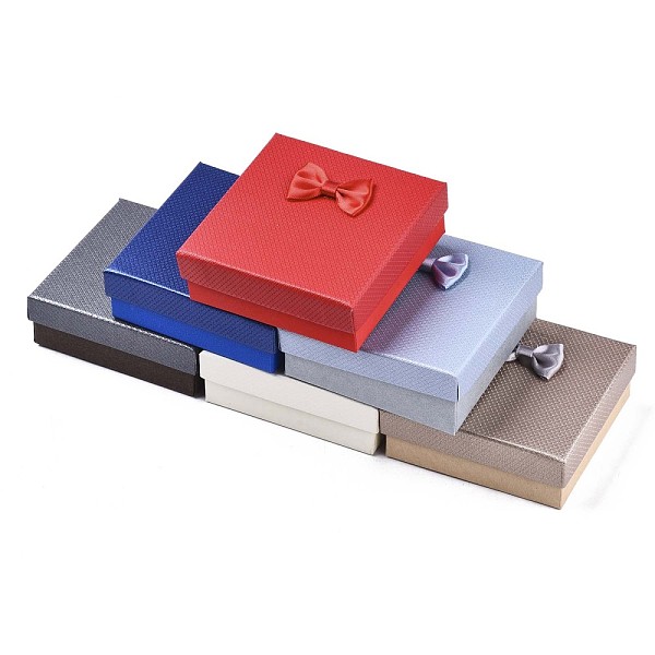 PandaHall Cardboard Jewelry Boxes, for Necklaces, Ring, Earring, with Bowknot Ribbon Outside and White Sponge Inside, Square, Mixed Color..., Multicolor
PandaHall Cardboard Jewelry Boxes, for Necklaces, Ring, Earring, with Bowknot Ribbon Outside and White Sponge Inside, Square, Mixed Color..., Multicolor