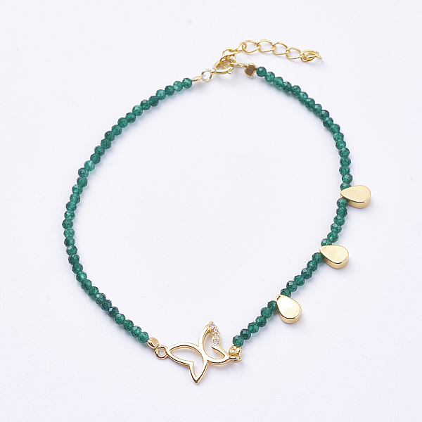 PandaHall Brass Charm Bracelets, with Natural Malaysia Jade Beads and Spring Ring Clasps, Butterfly, Real 14K Gold Plated, Green, 7-1/8 inch...
PandaHall Brass Charm Bracelets, with Natural Malaysia Jade Beads and Spring Ring Clasps, Butterfly, Real 14K Gold Plated, Green, 7-1/8 inch...