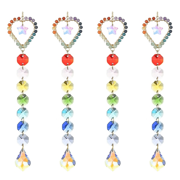 PandaHall Glass Teardrop Pendant Decorations, Hanging Suncatchers, with Octagon Glass Link and Natural Gemstone, for Home Decorations, Heart..., Multicolor
PandaHall Glass Teardrop Pendant Decorations, Hanging Suncatchers, with Octagon Glass Link and Natural Gemstone, for Home Decorations, Heart..., Multicolor