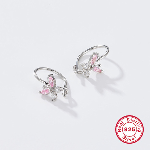 PandaHall Rhodium Plated Platinum Plated 925 Sterling Silver Hoop Earrings, Cubic Zirconia Butterfly Earrings, Pink, 14mm Sterling Silver...
PandaHall Rhodium Plated Platinum Plated 925 Sterling Silver Hoop Earrings, Cubic Zirconia Butterfly Earrings, Pink, 14mm Sterling Silver...