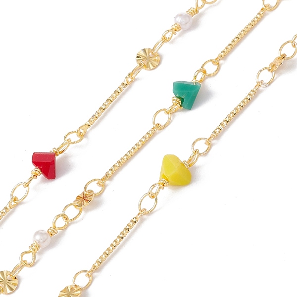 PandaHall Handmade Eco-friendly Brass Flat Round & Bar Link Chain, with Glass Triangle Beaded, Real 18K Gold Plated, Lead Free & Cadmium...
PandaHall Handmade Eco-friendly Brass Flat Round & Bar Link Chain, with Glass Triangle Beaded, Real 18K Gold Plated, Lead Free & Cadmium...